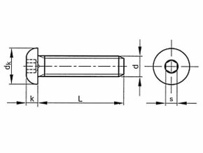 Skrutka s polguľatou hlavou inbus ISO 7380 M10x60 nerez A2