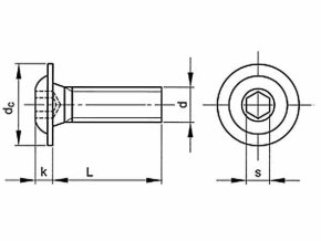 Skrutka s polguľatou hlavou s golierom TORX ISO 7380FL M4x12 nerez A2