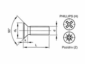 Skrutka zápustná phillips DIN 965 M3x20 pozink