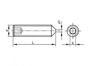 Skrutka stavacia s hrotom-inbus DIN 914 M10x70