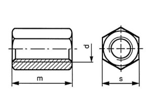 Matica predlžovacia 3d DIN 6334 M10 |06| bez PÚ