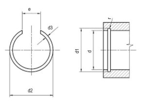 Poistný krúžok drôtený do diery DIN 7993B 22 mm