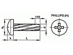 Skrutka závitorezná phillips DIN 7516A M3x6 pozink