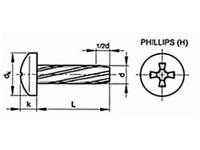 Skrutka závitorezná phillips DIN 7516A M4x20 pozink