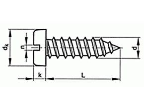 Skrutka samorezná s drážkou DIN 7971C 2,2x6,5 pozink