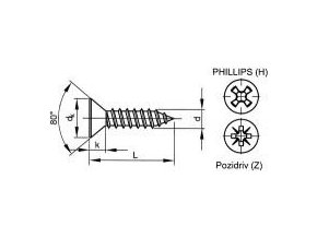 Skrutka samorezná záp.phillips DIN 7982C 2,2x6,5 pozink