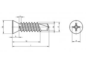 Skrutka TEX zápustná phillips DIN 7504P 4,8x22 nerez A2