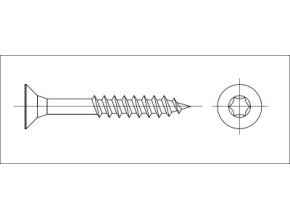 Vrut zápustná TORX 5x55/36 nerez A2 s reznou ryhou na špičke