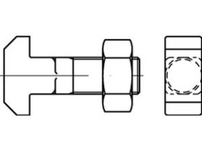 Skrutka s T-hlavou a štvorhranom DIN 186 B M12x80-4,6 s maticou