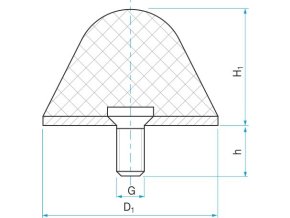 Gumový doraz kužeľový typ.16 - 18x18 M6x10 50ShA tvar 77.16