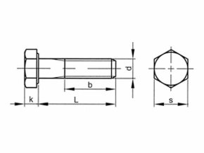 Skrutka šesťhranná čiastočný závit DIN 960 M10x1,25x45-8.8