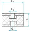 Silentblok typ 3 - 100x60 M16