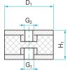 Silentblok typ 3 - 60x40 M10