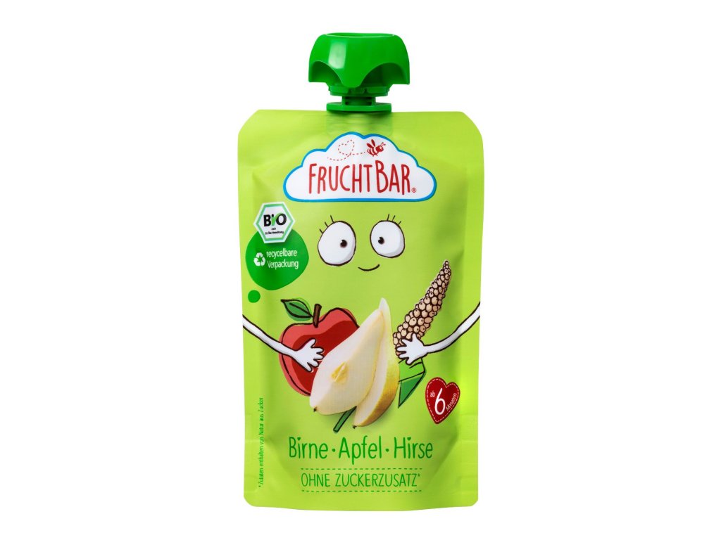 FruchtBar BIO Ovocná kapsička s jablkem, hruškou a prosem 100g