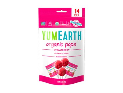 YumEarth BIO Ovocná lízátka s příchutí jahody, 14ks, 87g