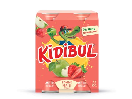 Kidibul 99% Jablko a jahoda - Dětský šumivý nápoj - 4x250ml