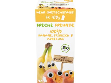 4260249143579 BIO Ovocná kapsička Banán, hruška a meruňka (4 pack 4x100g) nedávat počet kusů, 12m