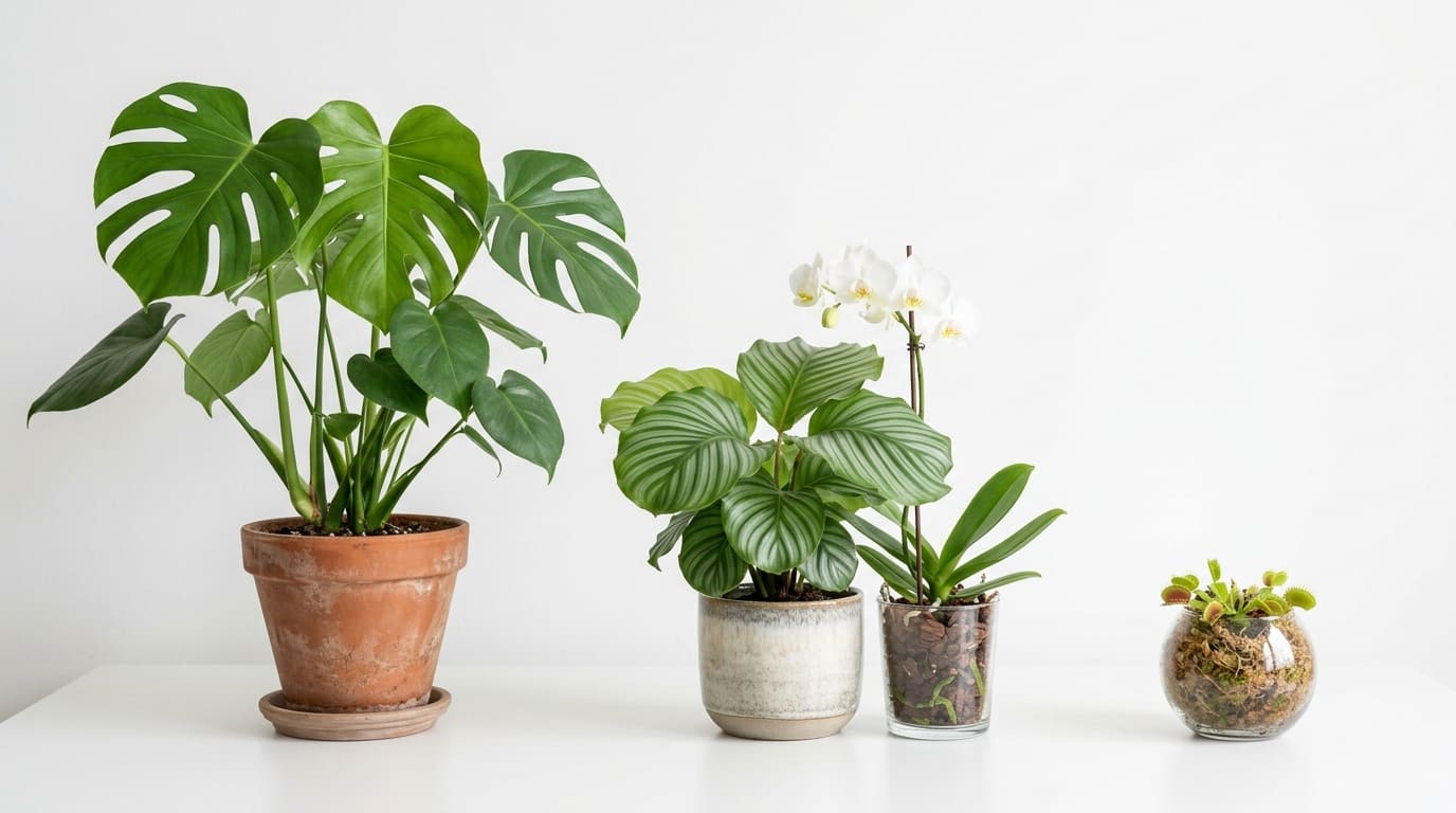 Tři skupiny pokojových rostlin s různými nároky na vodu
