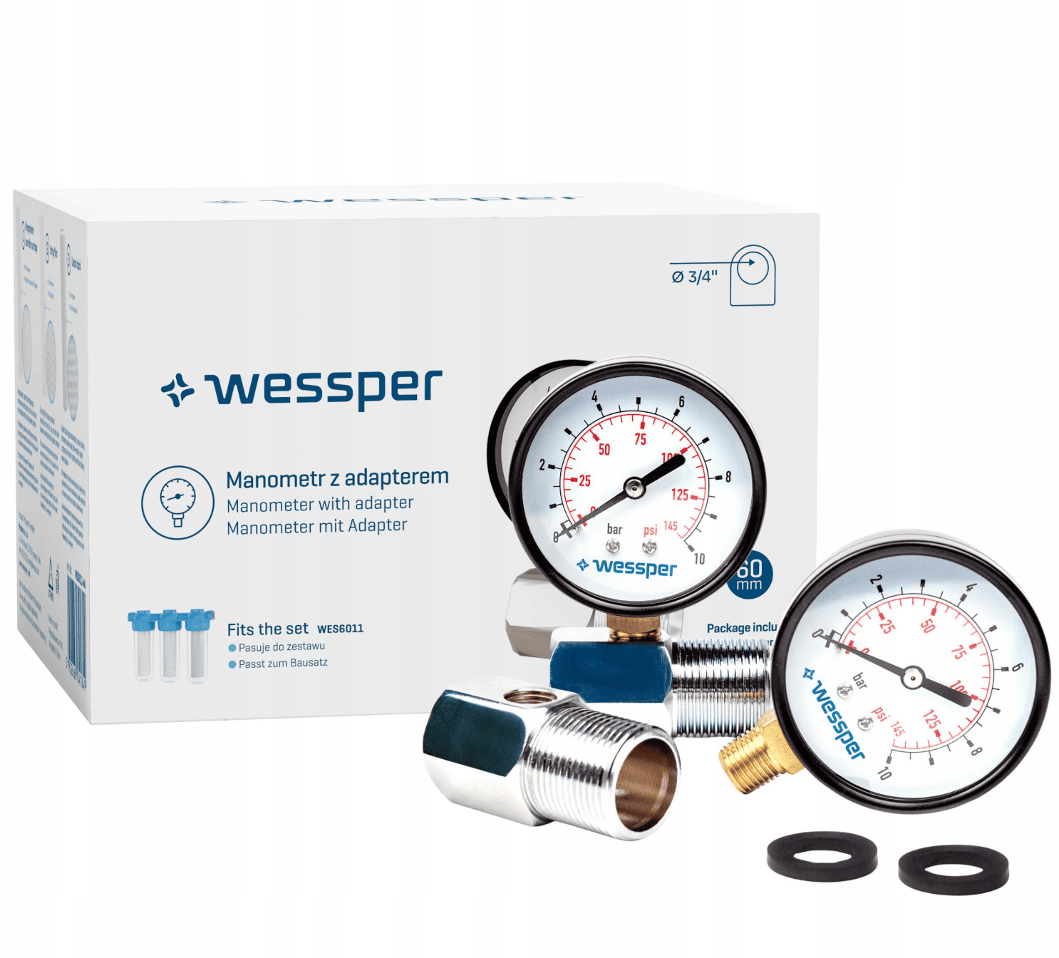 Wessper WES6011-MA sada manometrů a adaptérů 3/4 pro TripleMax