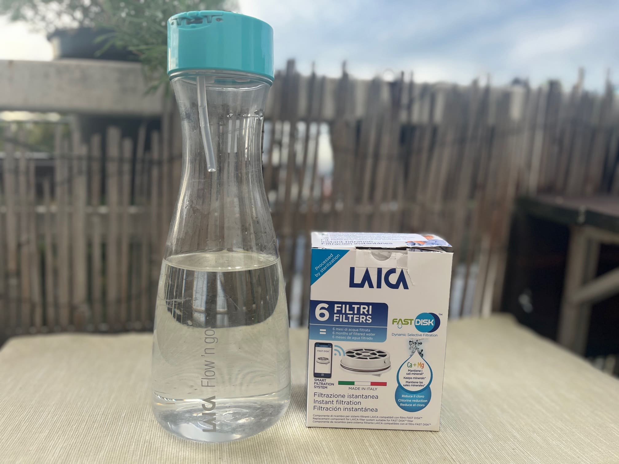LAICA Flow’n Go s balením šesti náhradních filtrů FAST DISK při našem používání