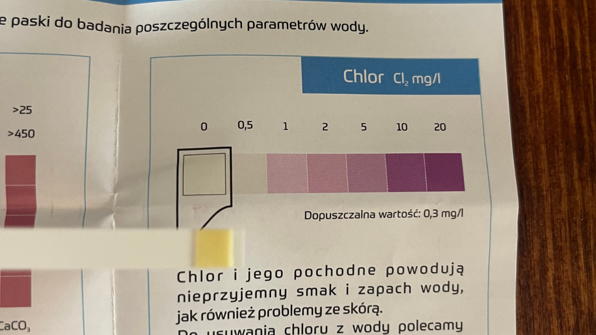 Výsledek domácího testu volného chloru USTM TEST-1