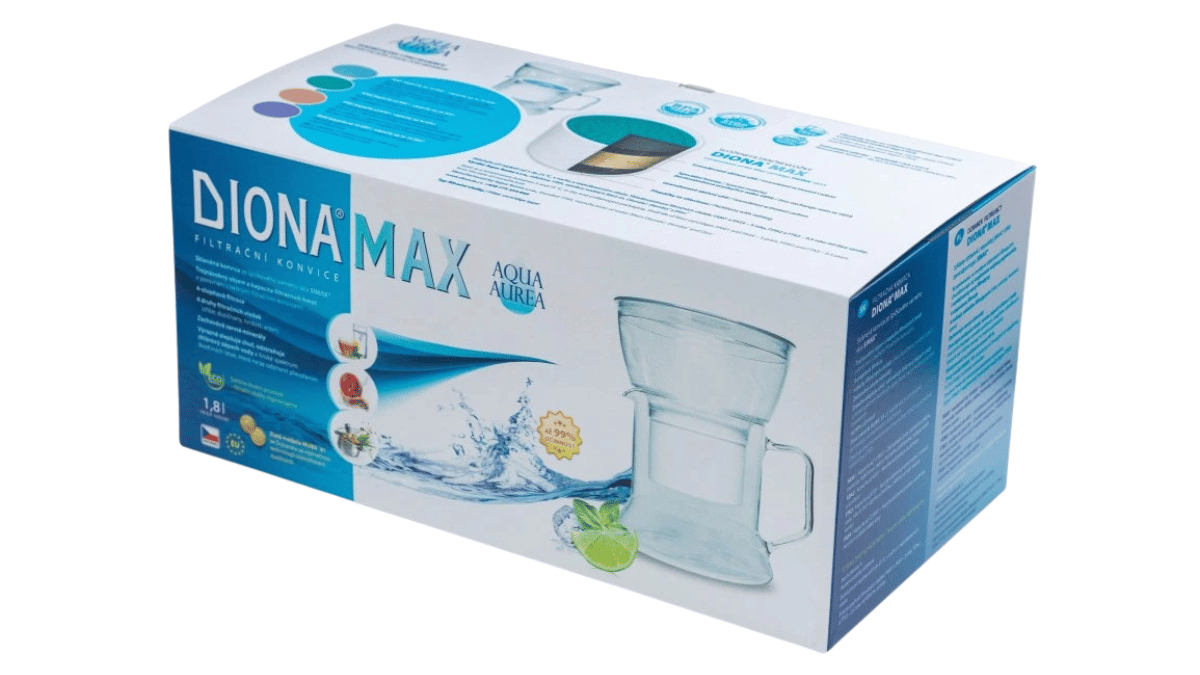 Filtrační konvice Diona Max FDN2 – balení a skleněná konvice