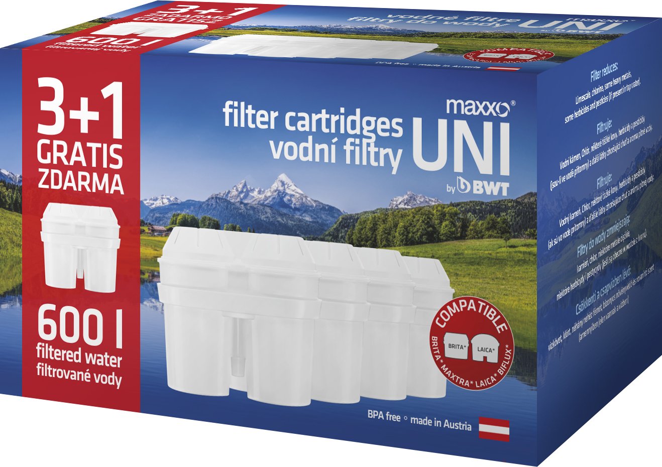 MAXXO UNI 3+1 – balení filtračních patron