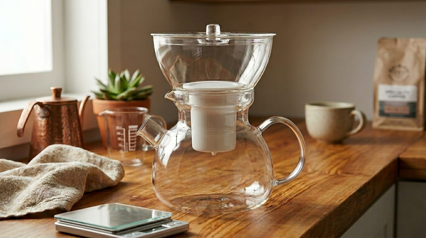 Skleněná filtrační konvice OASA vizualizace v interiéru