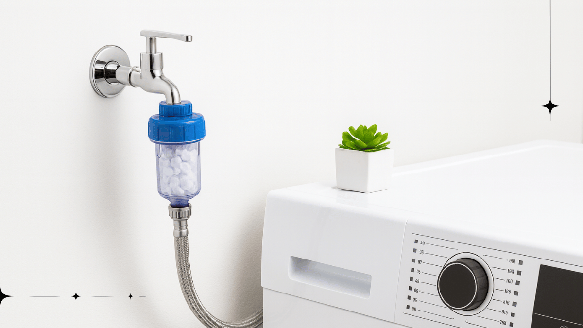 Detail připojení filtru na pračku mezi ventil a hadici