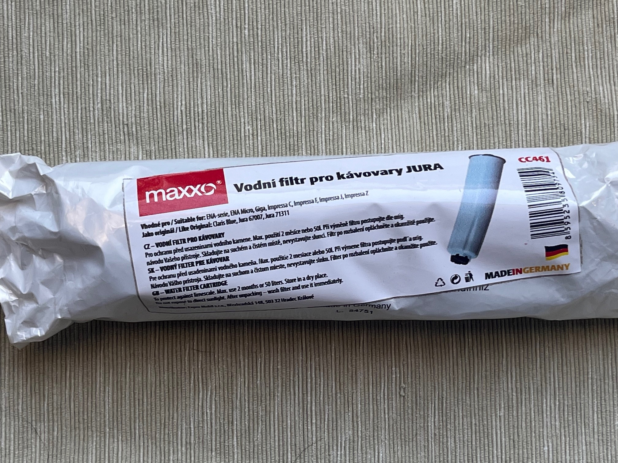 Skutečný stav filtru MAXXO CC461 pro kávovary JURA ve starším balení