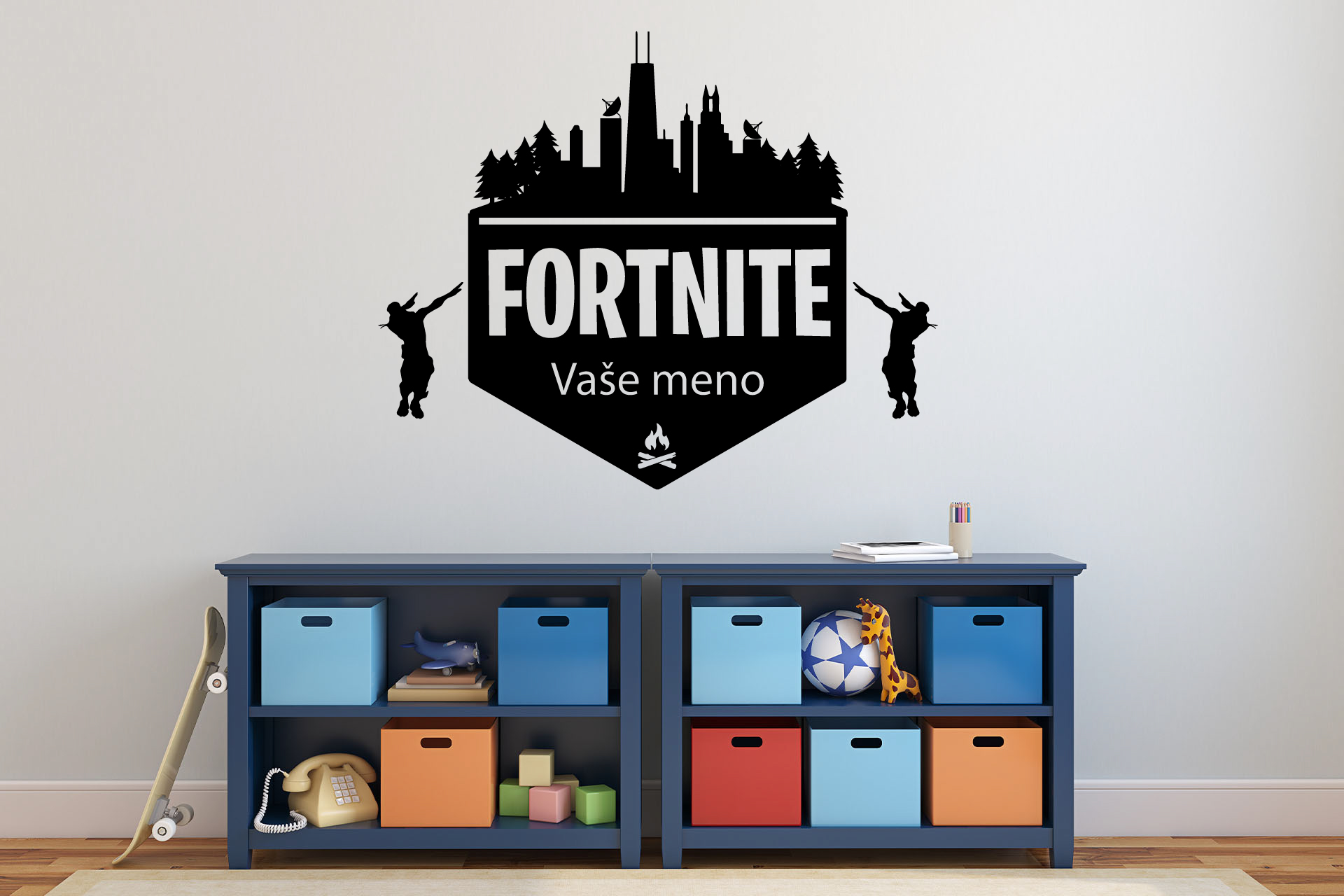 Lepy.sk Samolepka Fortnite + vlastné meno Velikost (šírka x výška): l40x114cm, Farebná varianta: Karafiátová růžová