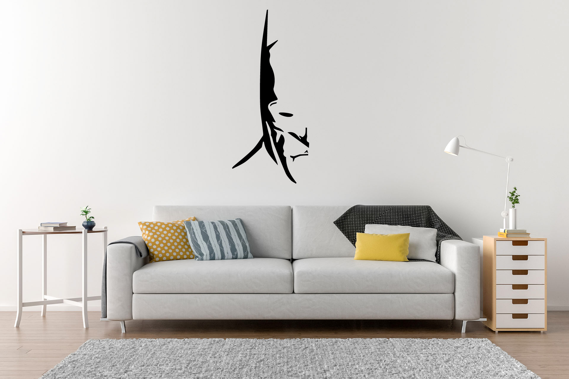 Lepy.sk Samolepka na stenu Batman - tvár Velikost (šírka x výška): 75x169cm, Farebná varianta: Krémová