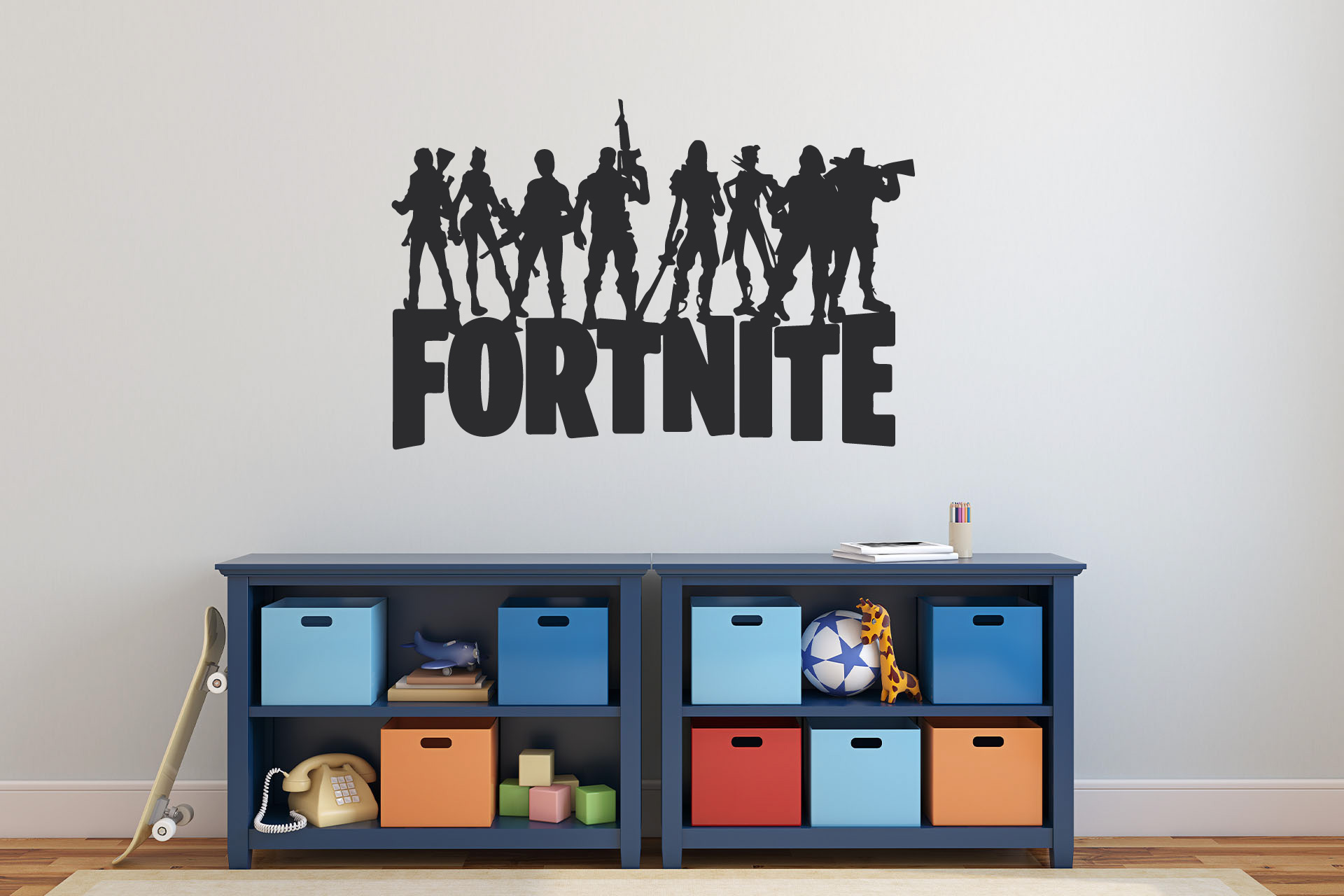 Lepy.sk Samolepka na stenu Fortnite + postavičky Farebná varianta: Svetlo žltá, Velikost (šírka x výška): l60x107cm