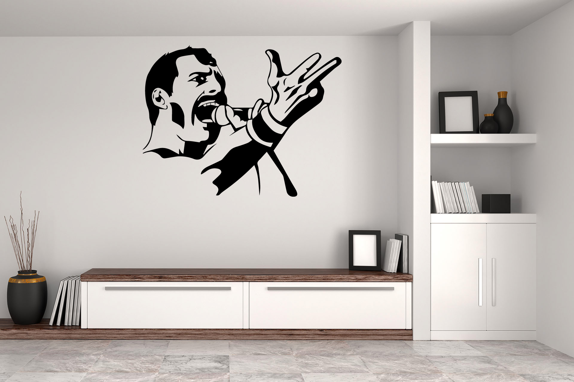 Lepy.cz Samolepka na stenu Freddie Mercury Velikost (šířka x výška): 39x30cm, Farebná varianta: Biela
