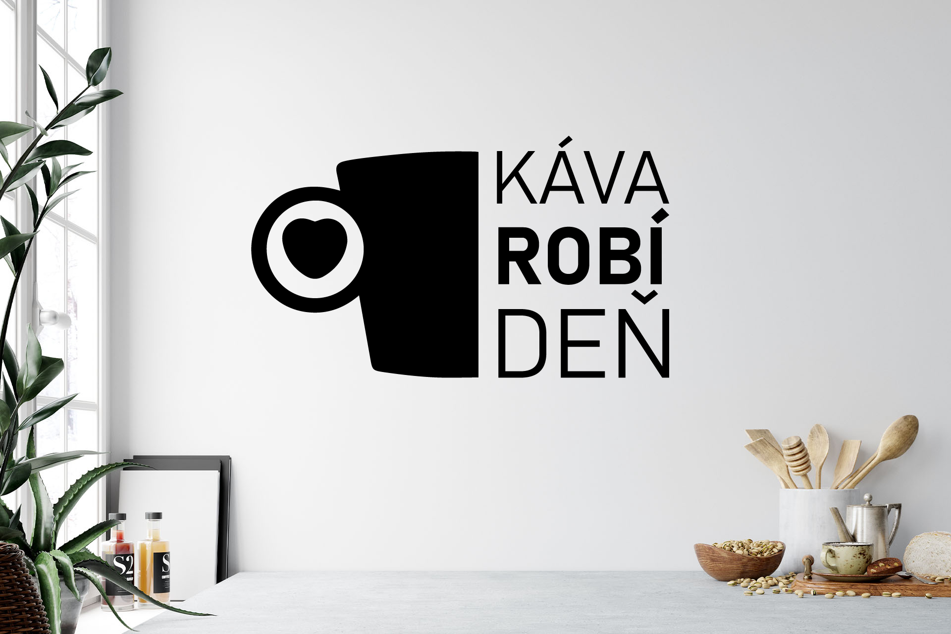 Lepy.sk Samolepka na stenu Káva robí deň Velikost (šírka x výška): 60x33cm, Farebná varianta: Biela