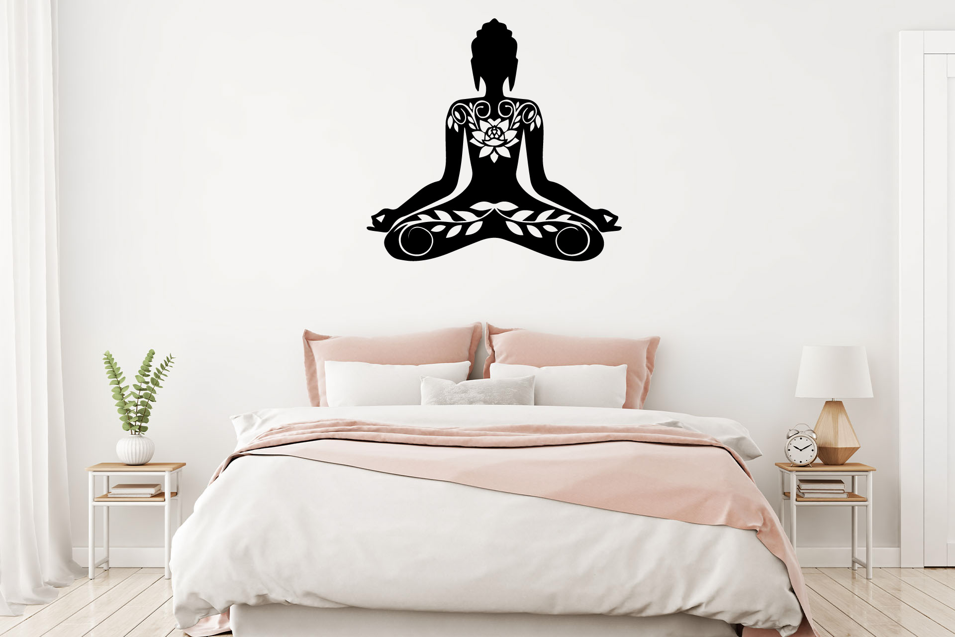Lepy.sk Samolepka na stenu Meditácia - joga Velikost (šírka x výška): 50x47cm, Farebná varianta: Biela