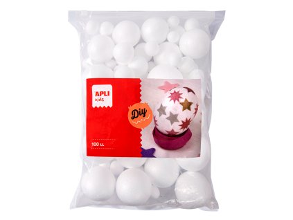 Polystyrénové gule, Jumbo pack, 100 ks, mix veľkostí, biele