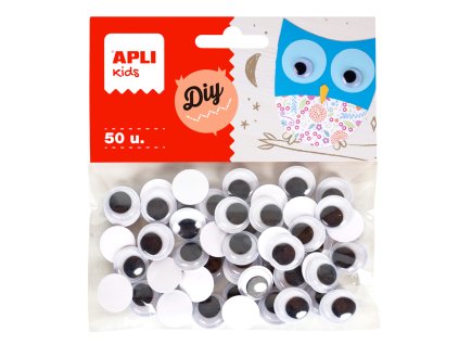 MOVING EYES – oči okrúhle, Ø 15 mm, Samolepiace, čierne