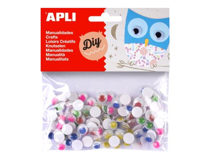 MOVING EYES – oči okrúhle, Ø 10 mm, Samolepiace, mix farieb