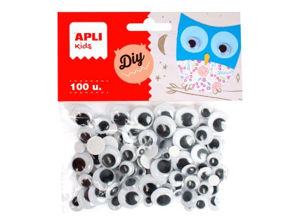 MOVING EYES – oči okrúhle, 100 ks, Samolepiace, čierne