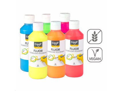 Súprava temperových farieb Fluor, 6 × 250 ml, mix farieb