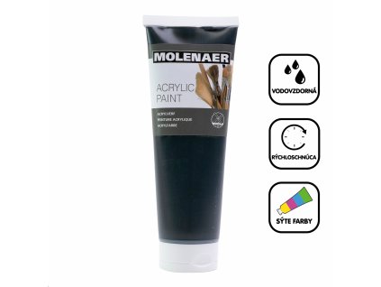 Akrylová Farba Molenaer, 250 ml, čierna