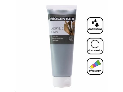 Akrylová Farba Molenaer, 250 ml, strieborná