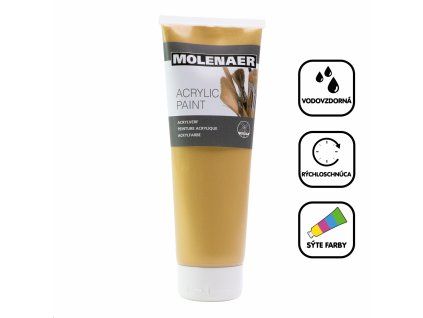 Molenaer akrilfesték, 250 ml, arany