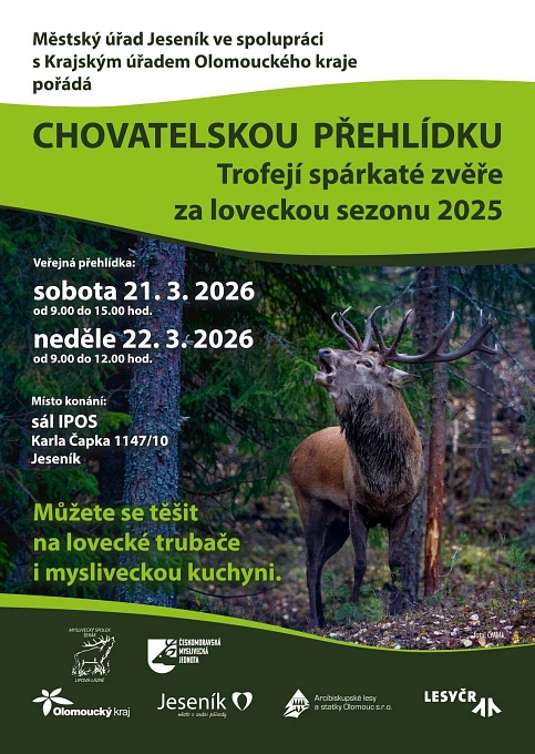 CHOVATELSKÁ PŘEHLÍDKA TROFEJÍ SPÁRKATÉ ZVĚŘE JESENÍK 2026