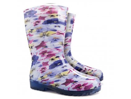 DEMAR Dámské barevné holinky RAINNY PRINT 0054 D fialka