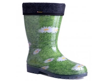 DEMAR Dámské zateplené holinky RAINNY LUX PRINT 0546 A kytka