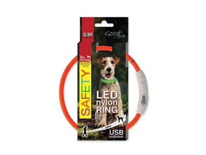 Obojek DOG FANTASY světelný USB oranžový 45cm 1ks