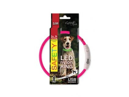 Obojek DOG FANTASY světelný USB růžový 45cm 1ks
