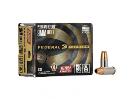 Náboj kulový Federal, Personal Defense, 9mm Luger, 135GR (8,7g), Hydra-Shok Deep HP